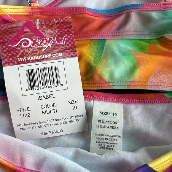 Kanu Surf UPF 50+ Isabel 2 piece adjustable strap top colorful watercolor print - Picture 5 of 5
